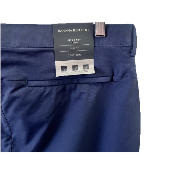 Banana Republic Men's Slim Fit City Pants Performance Flat Front Blue 35x32 NWT - Picture 4 of 7